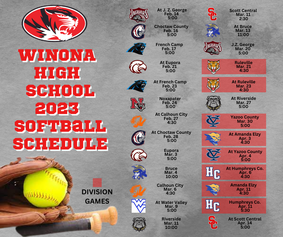 2023 WHS Softball Schedule