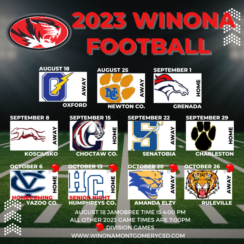 WHS Fall 2023 Football Schedule Announced WinonaMontgomery