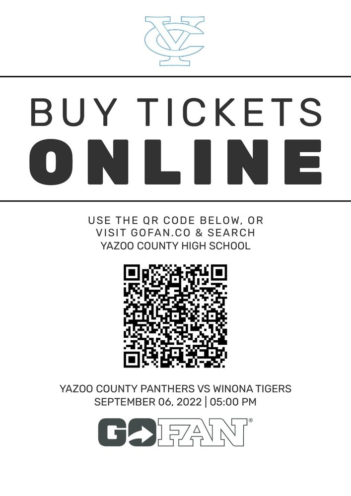 Volleyball Tickets for Tuesday 9/6 @ Yazoo County